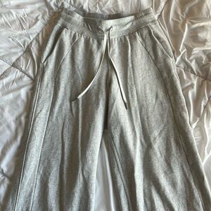 Light gray Lululemon wide legged sweatpants